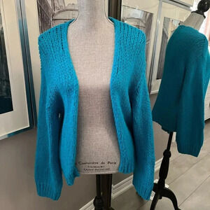 Blush Wool Mohair Open Cardigan Sweater, oversized XS